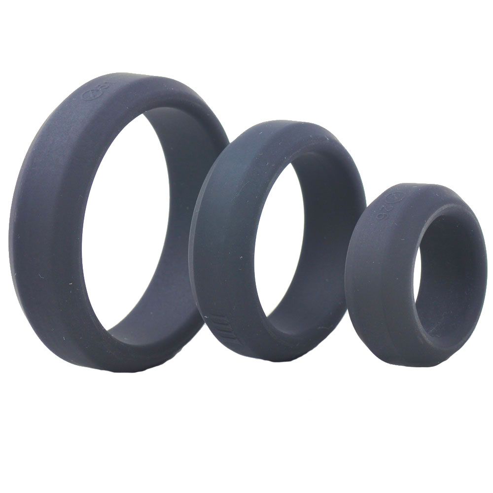 Triple Black Silicone Cock Ring Set – Soft Stretchy 3 Sizes Men's Accessories Default Title > Cock Ring > Sets Main image