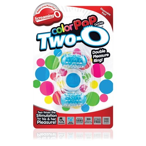Two-O Blue Dual Vibrating Pleasure Ring – Rechargeable Silicone Vibrating Ring Secondary image