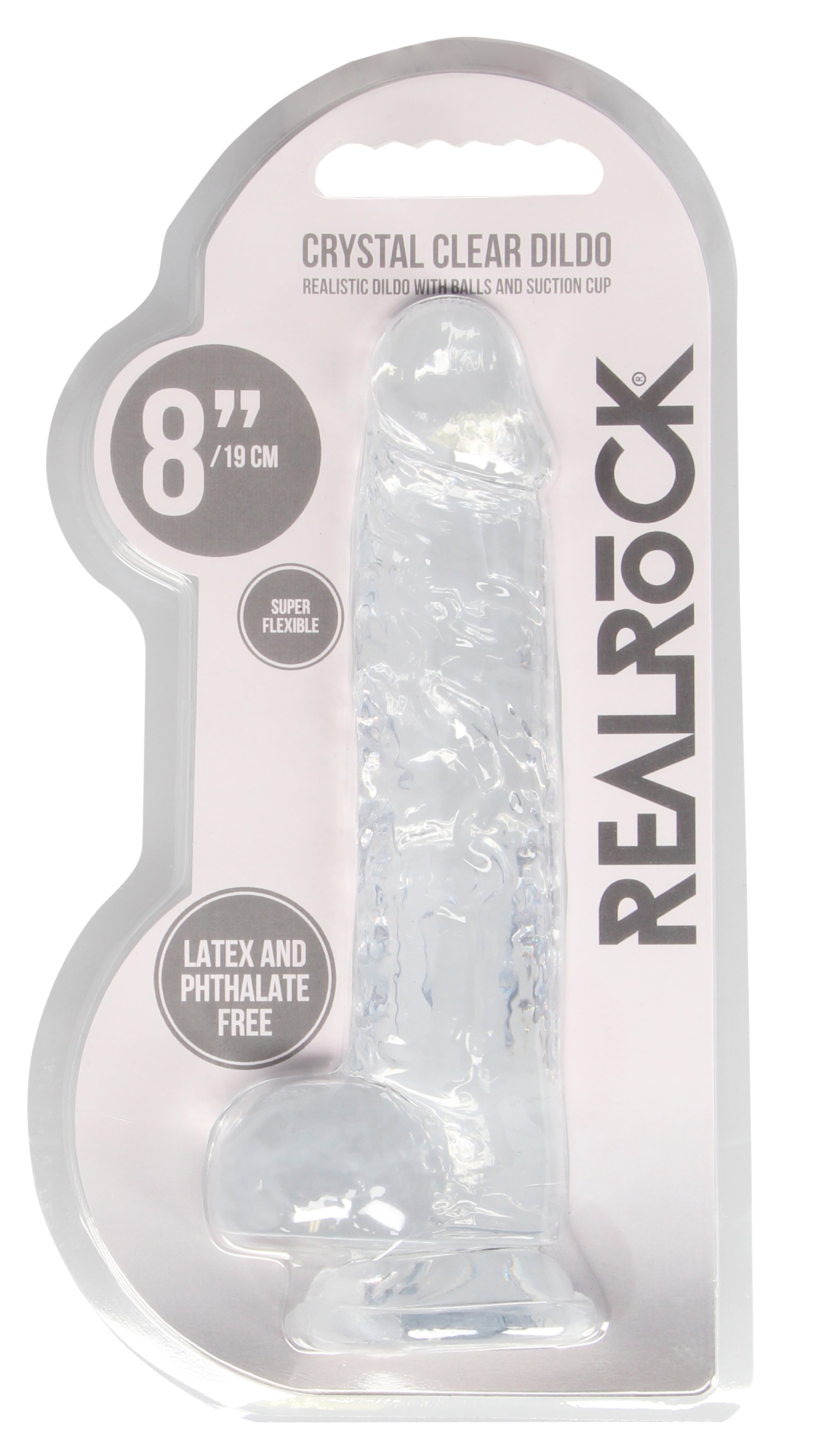 REALROCK Crystal Clear 8 Inch Realistic Dildo with Balls – Body-Safe TPE Dildo > Dildos > Realistic Dildos