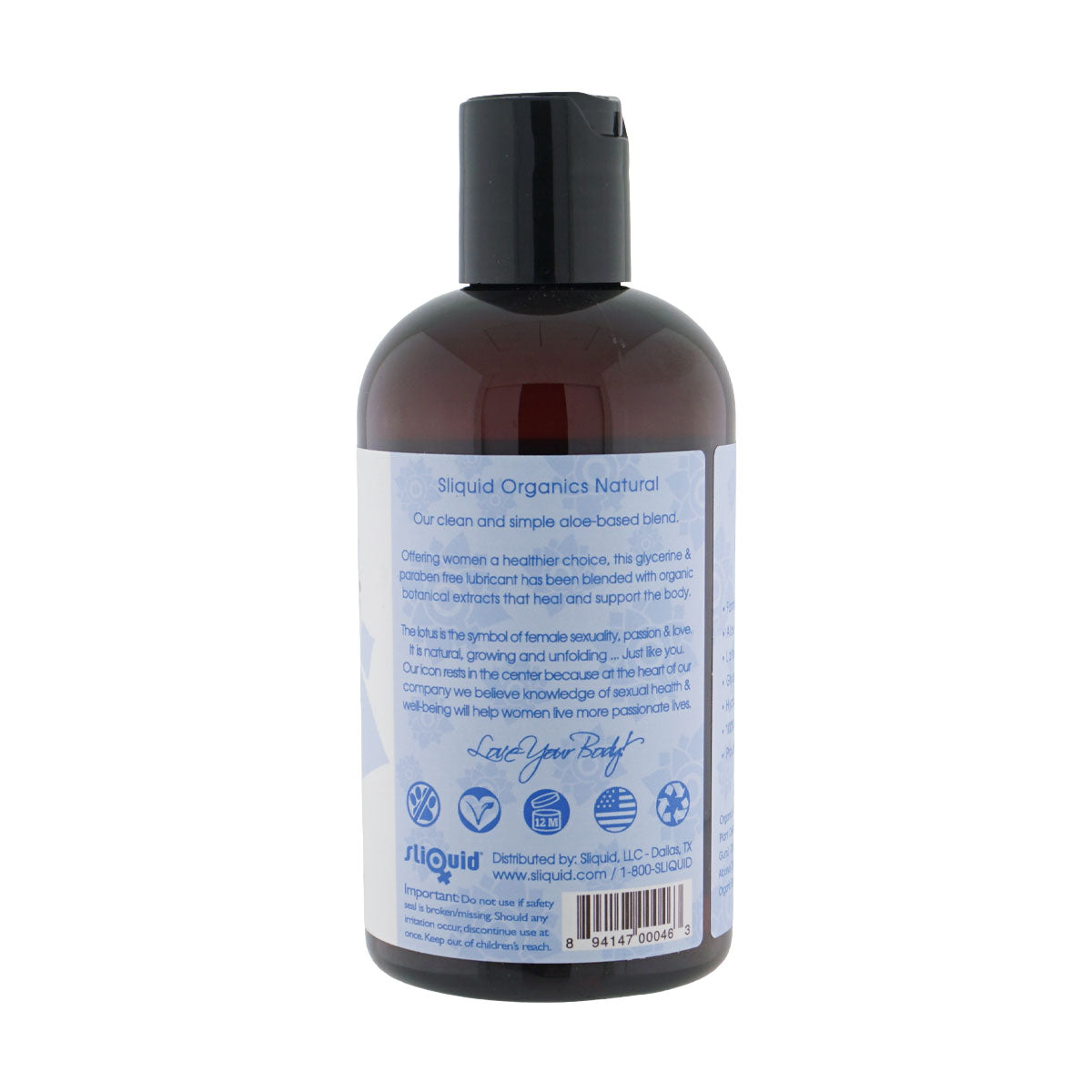 Sliquid Organics Natural (255ml) – Botanical Lubricant > Lube > Water Based