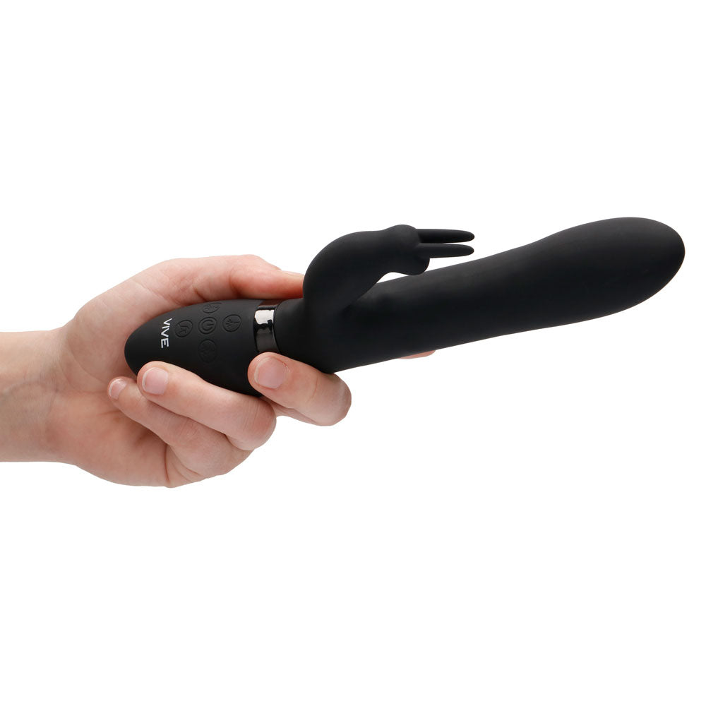 Vive Amoris Black Rabbit Vibrator With Beaded Shaft VIBRATORS-RABBIT