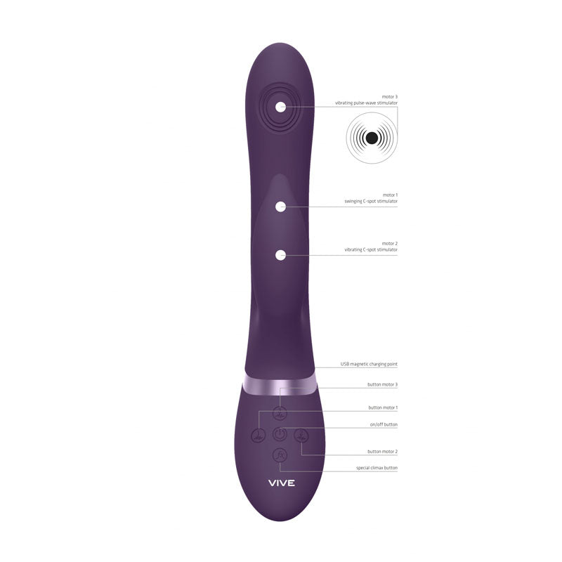Vive AIMI 3x Motor Swinging Rabbit - 22.3 cm USB Rechargeable Rabbit Vibrator VIBRATORS-RABBIT