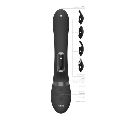 Vive Chou Double Action Interchangeable Rabbit Vibrator VIBRATORS-RABBIT-MULTI