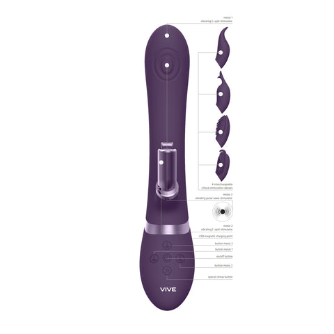 Vive Etsu Interchangeable Purple Rabbit Vibrator Dual Motor VIBRATORS-RABBIT-MULTI