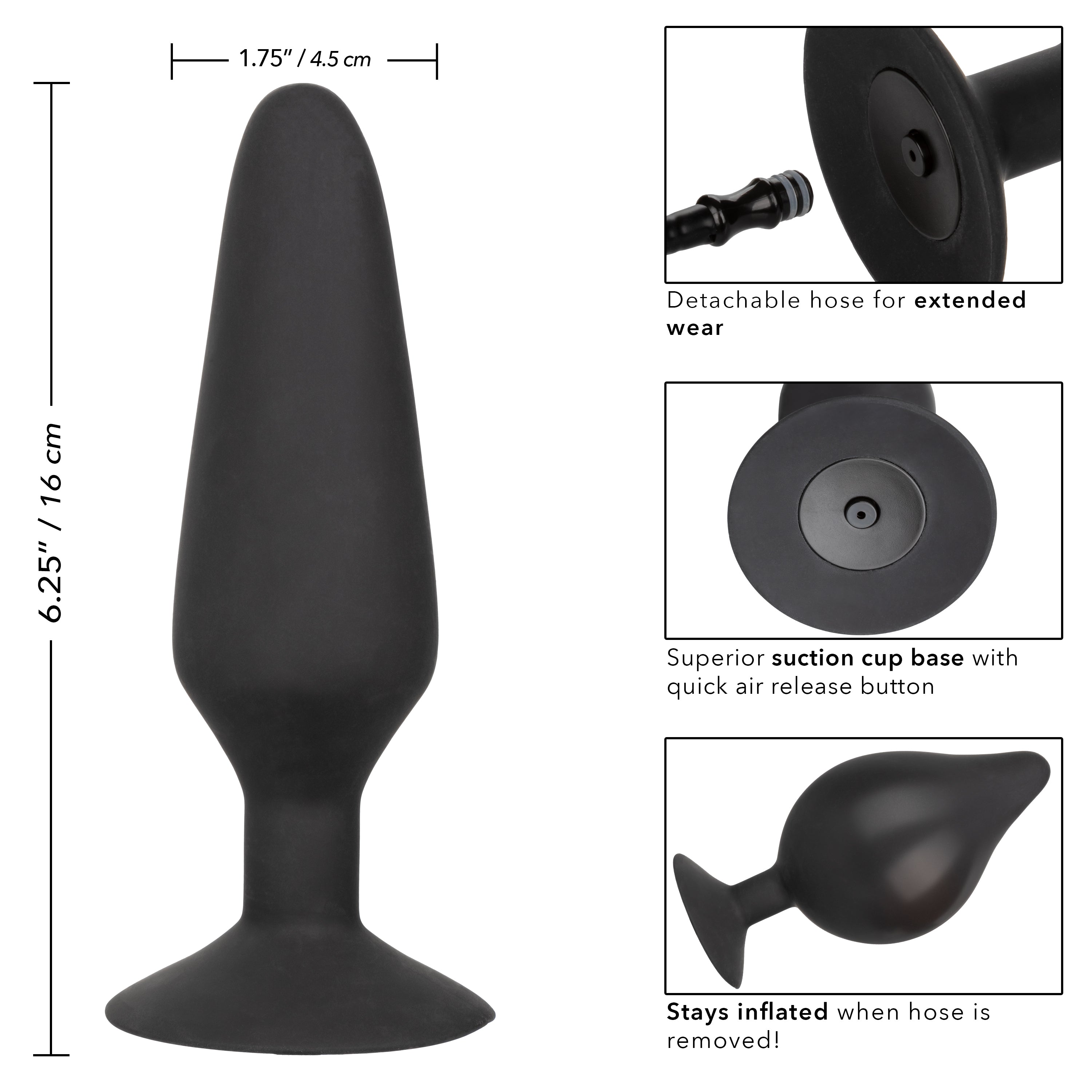 CalExotics XL Silicone Inflatable Plug – Inflatable Anal Plug with Detachable Hose and Squeeze Bulb > Anal Range > Tunnel and Stretchers