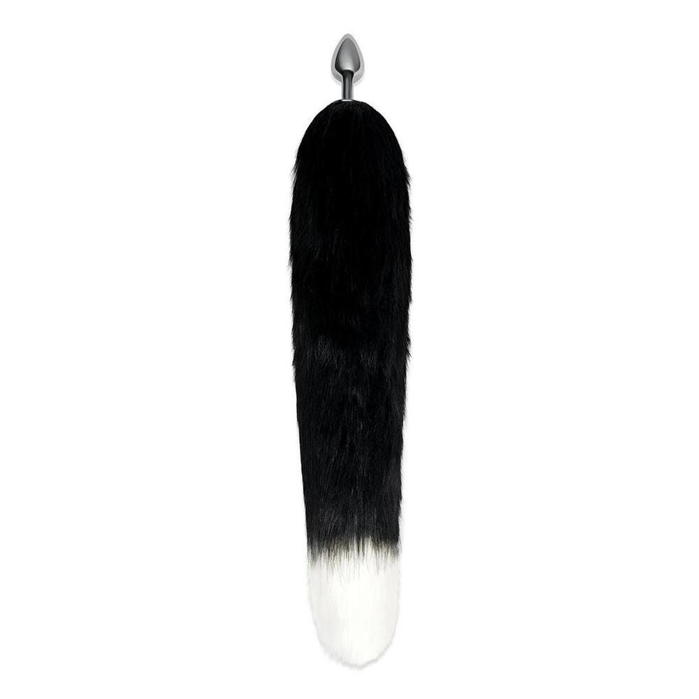 Furry Tales Black Foxtail Butt Plug 14 Inch Tail With Metal Plug > Anal Range > Tail Butt Plugs