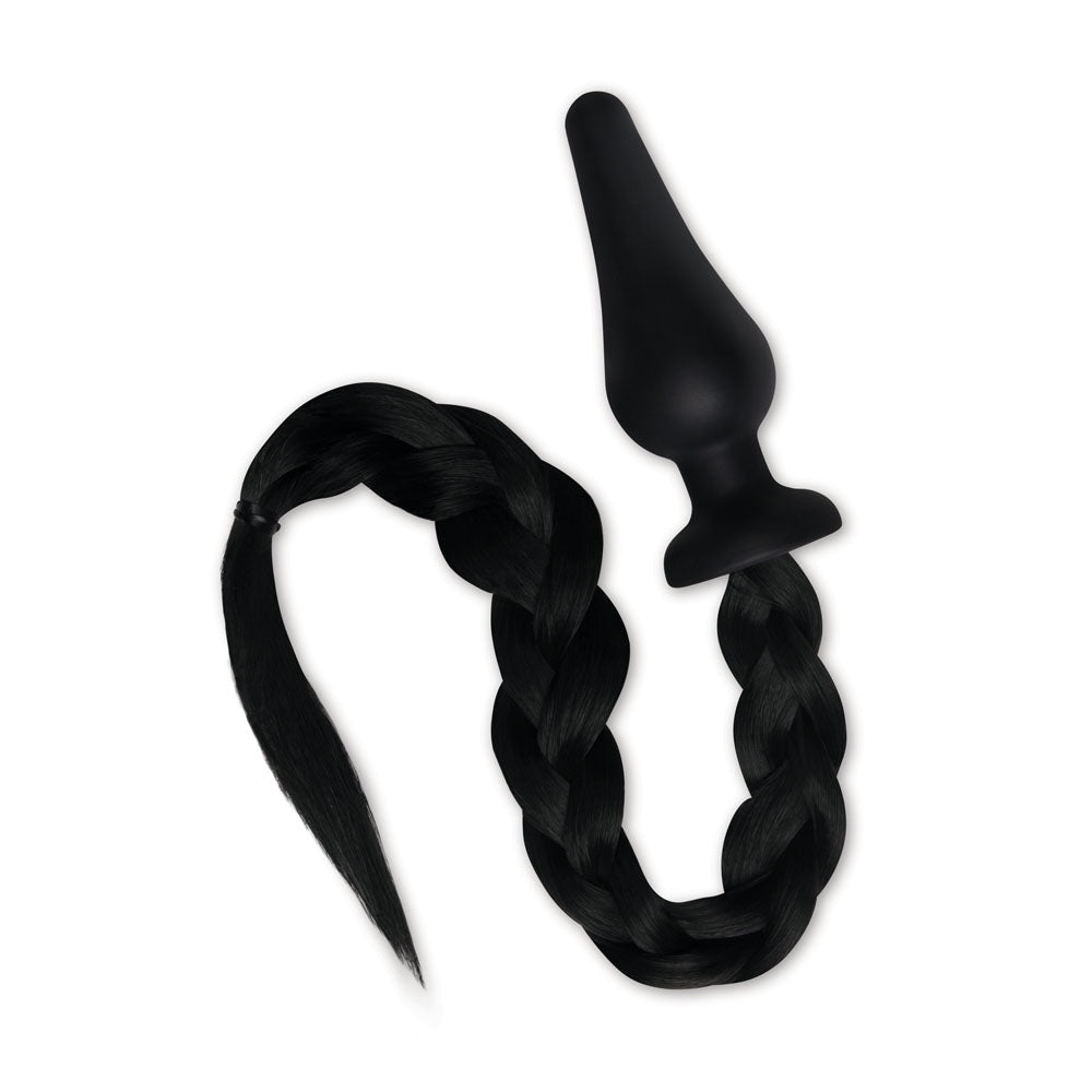 WhipSmart Furry Tales 4 Inch Silicone Pony Tail Butt Plug in Black Tails