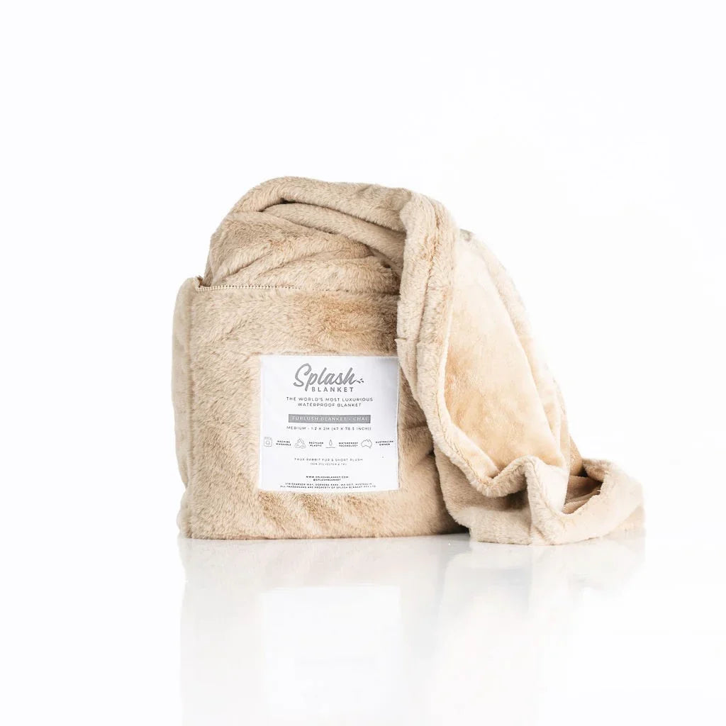 Furlush Medium Chai Plush Velvet Blanket with Faux Rabbit Fur Throw – Medium Blanket > Essentials > Splash Blankets
