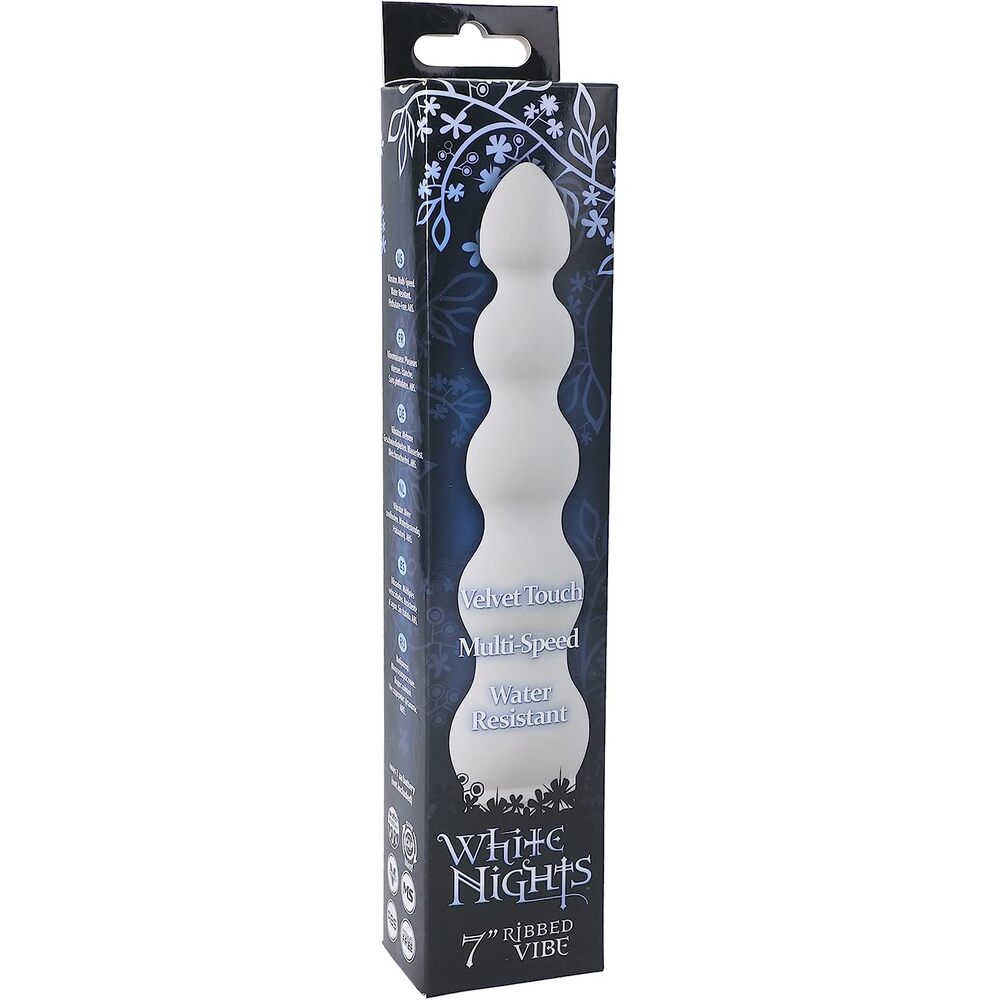 White Nights 7 Inch Ribbed Anal Vibrator Waterproof Secondary image