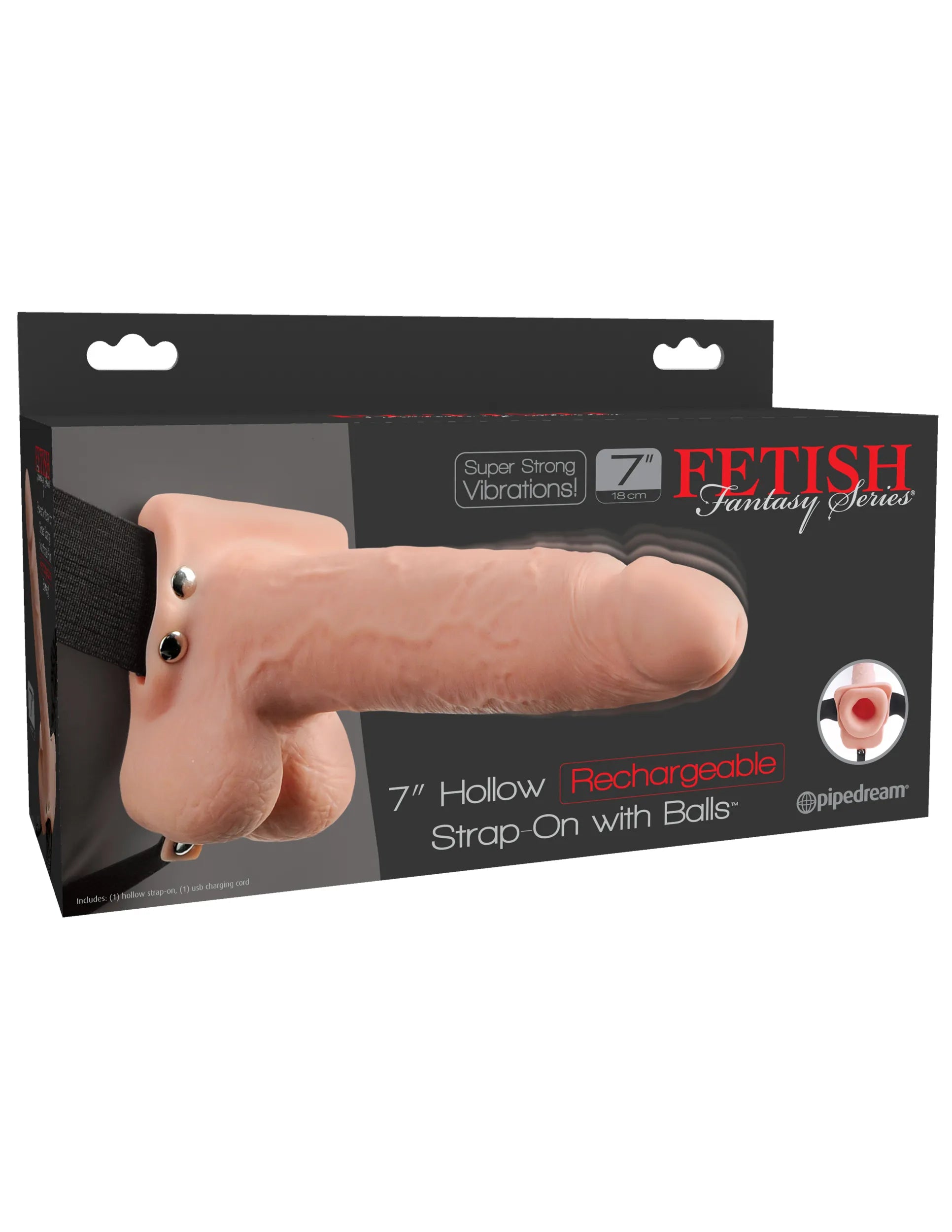 Pipedream Fetish Fantasy Series 7 Inch Hollow Strap-On Rechargeable Strap-On > Dildos > Hollow Strap Ons