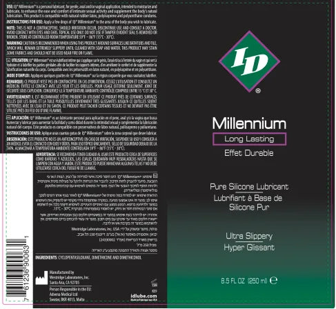 ID Millennium Long-Lasting Silicone Lubricant 8.5 Oz – Body-Safe Silicone Lubricant > Lube > Silicone