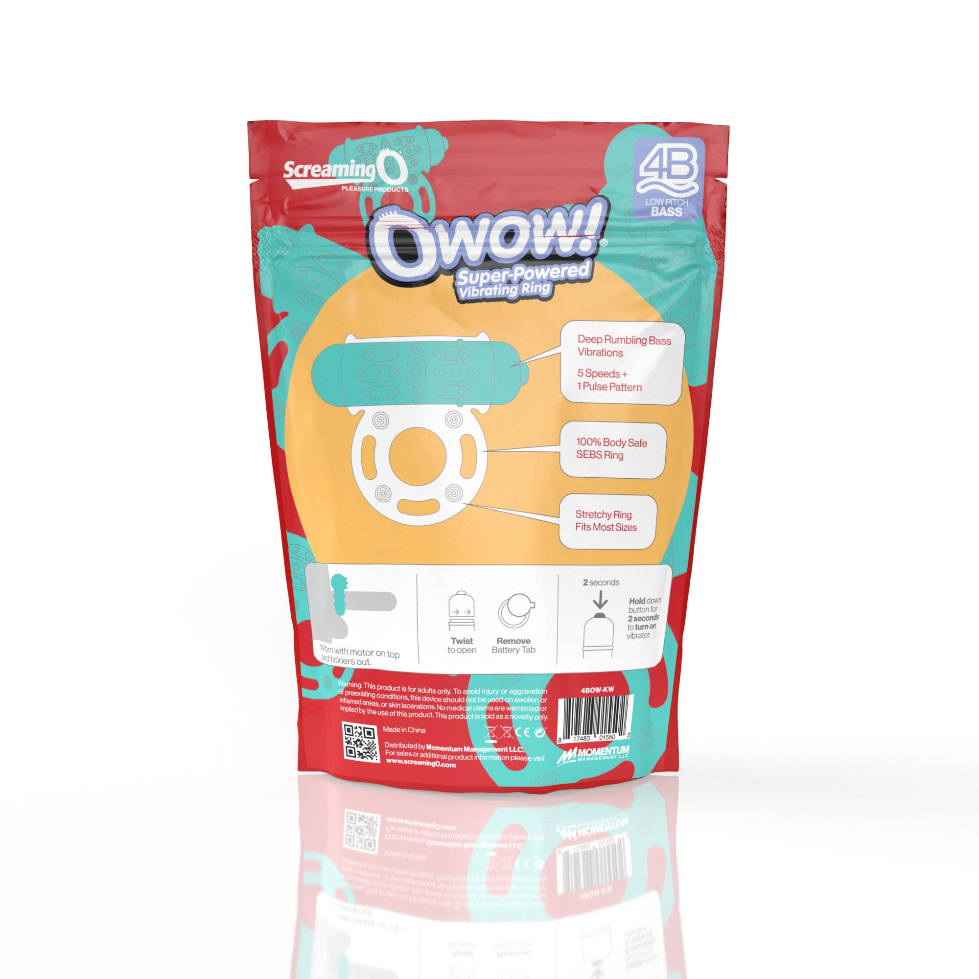 Screaming O 4B OWow Vibrating Ring – Body-Safe SEBS, Low Pitch Bass Vibrator Ring > Cock Ring > Vibrating