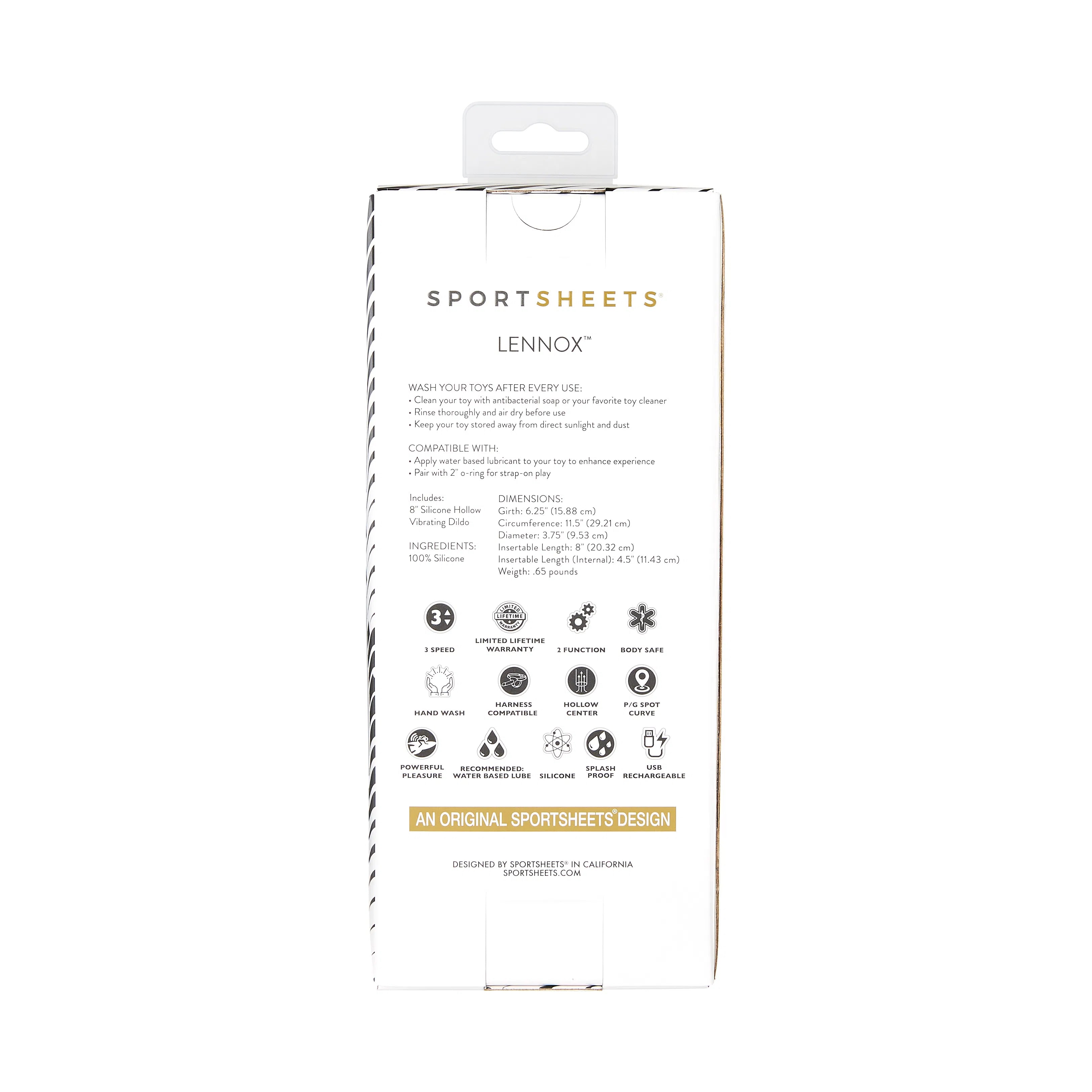 Sportsheets Merge Lennox Hollow Vibrating Silicone 8 Inch Dildo USB Rechargeable > Dildos > Neutral Dildos