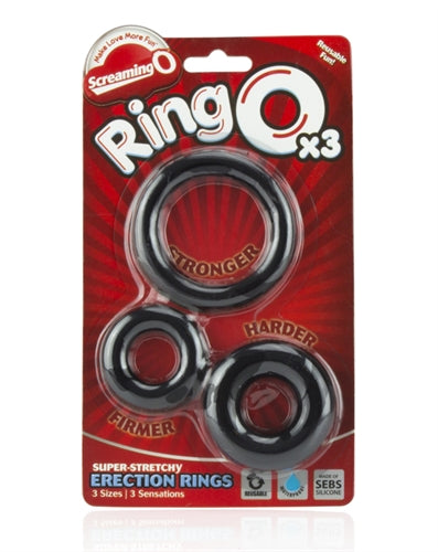 Screaming O RingO x3 Cock Rings Black COCK RING Set