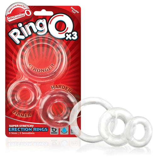 Screaming O RingO x3 Clear Cock Rings Clear COCK RING Set