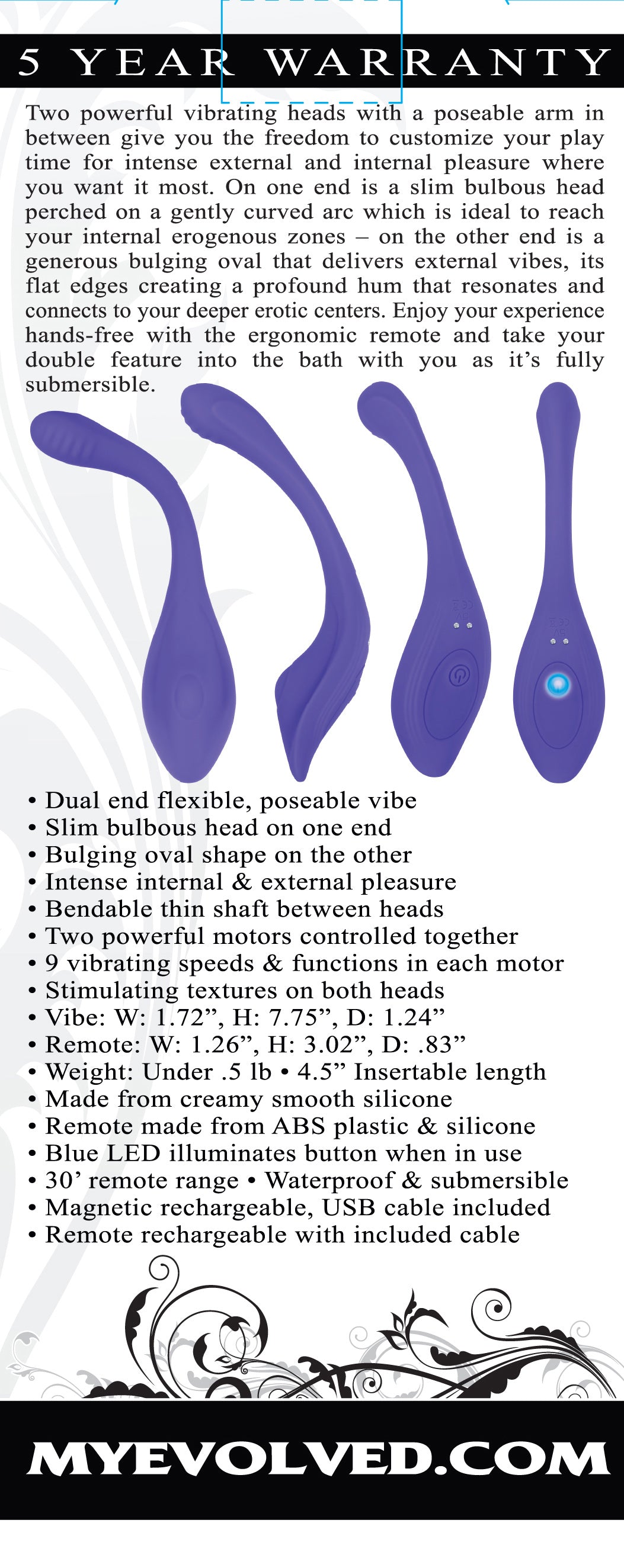 Evolved Anywhere Vibe Flexible Vibrator with Remote > Sex Toys > Couples Toys