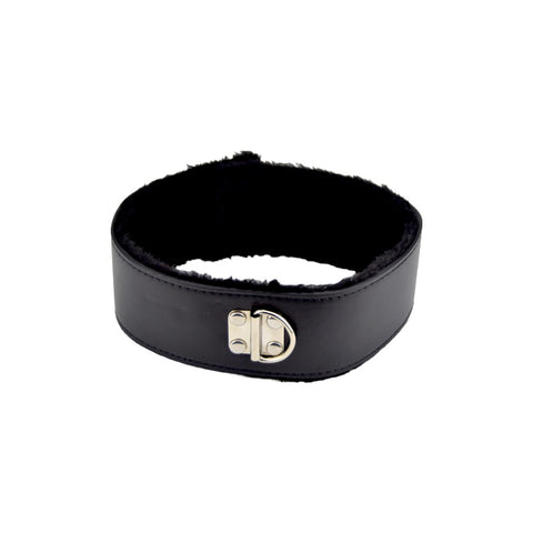 Bound to Please Furry Collar with Leash (Black) – Collar and Leash Set Restraints
