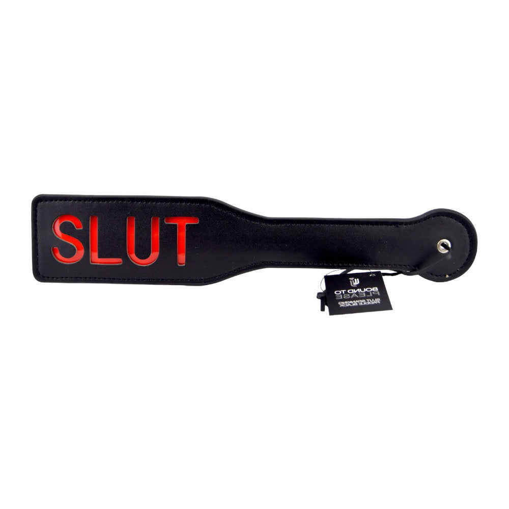Bound to Please Slut (Black) – Spanking Paddle Whips