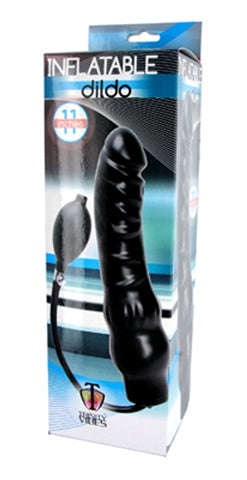 Xr Large Inflatable Dildo 11 Inch Black Bulb Quick Release Black DONGS