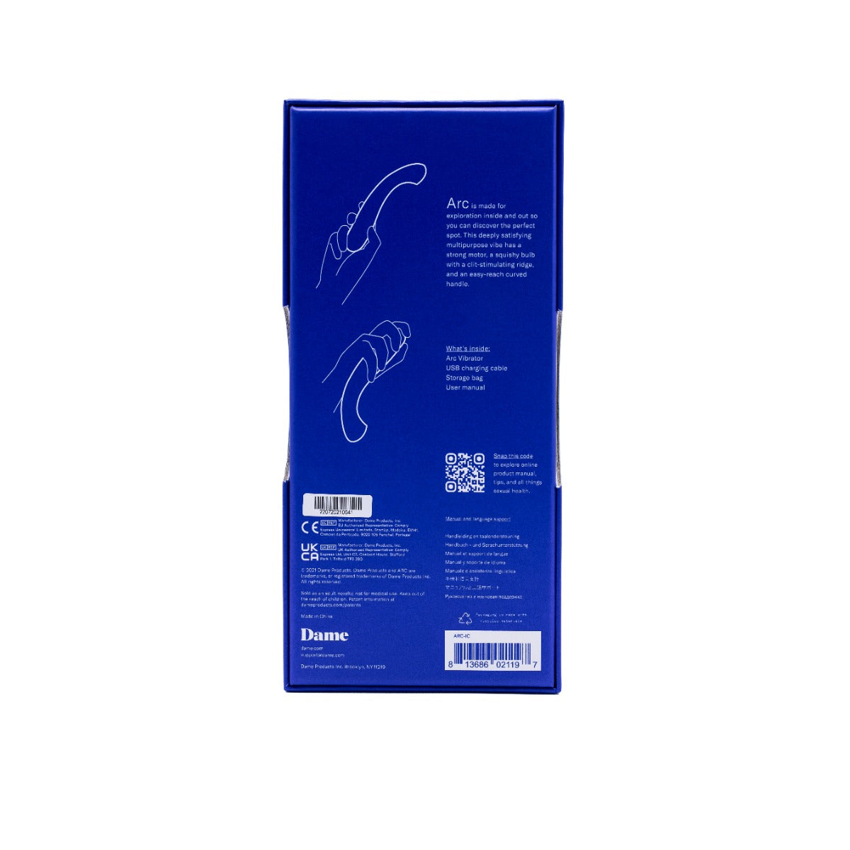 Dame Arc – Curved Powerful Ergonomic Handle G-Spot Vibrator > Sex Toys For Ladies > G-Spot Vibrators