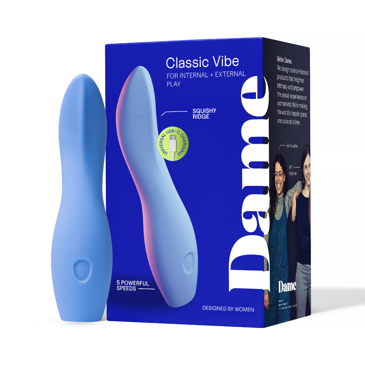 Dame Dip Classic Vibrator – Body-Safe Materials with 5 Intensity Levels Internal and External Use Default Title > Vibrators > Standard Vibrators