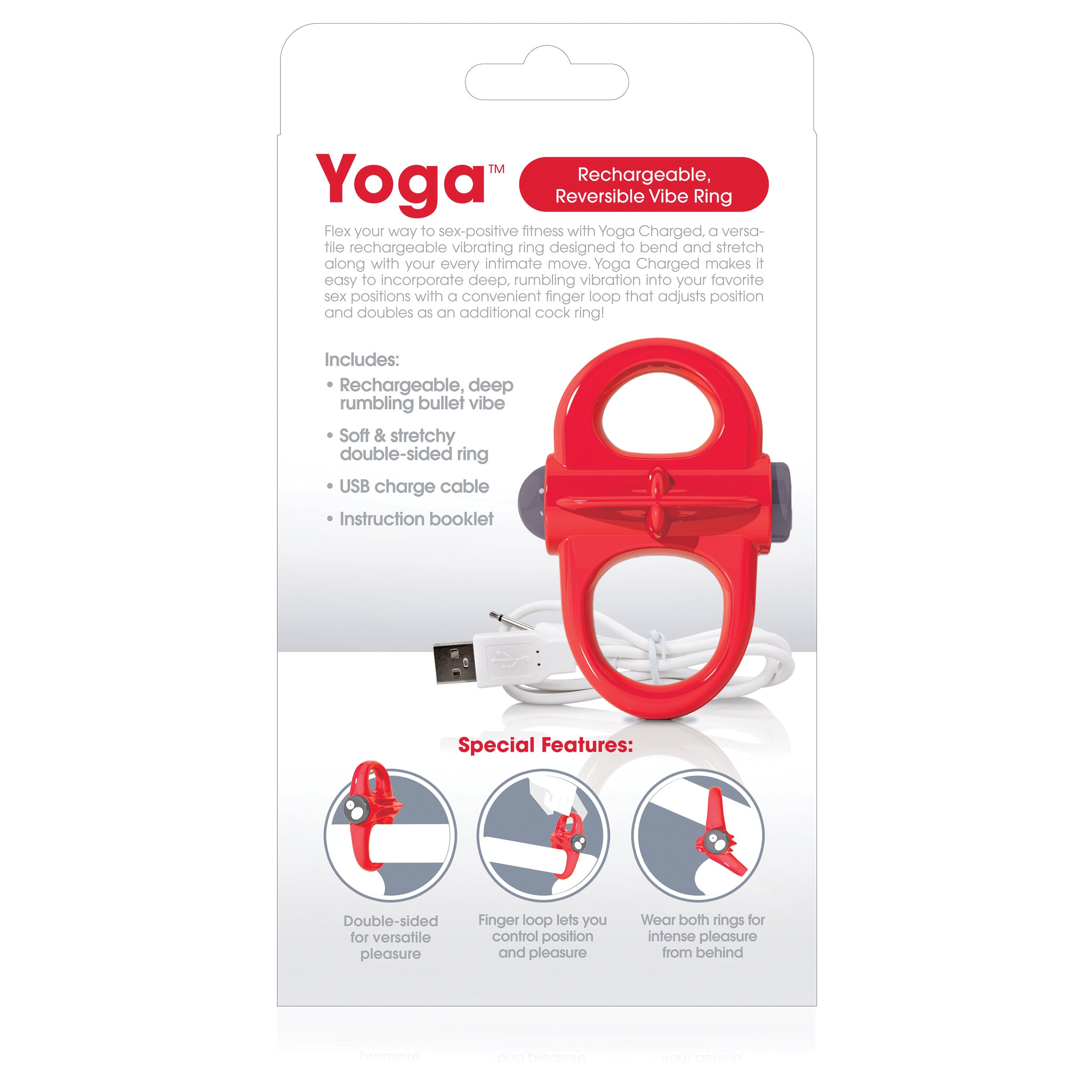 Screaming O Yoga Rechargeable Reversible Dual Loop Silicone Vibrating Cock Ring 3.5 Inch > Cock Ring > Vibrating