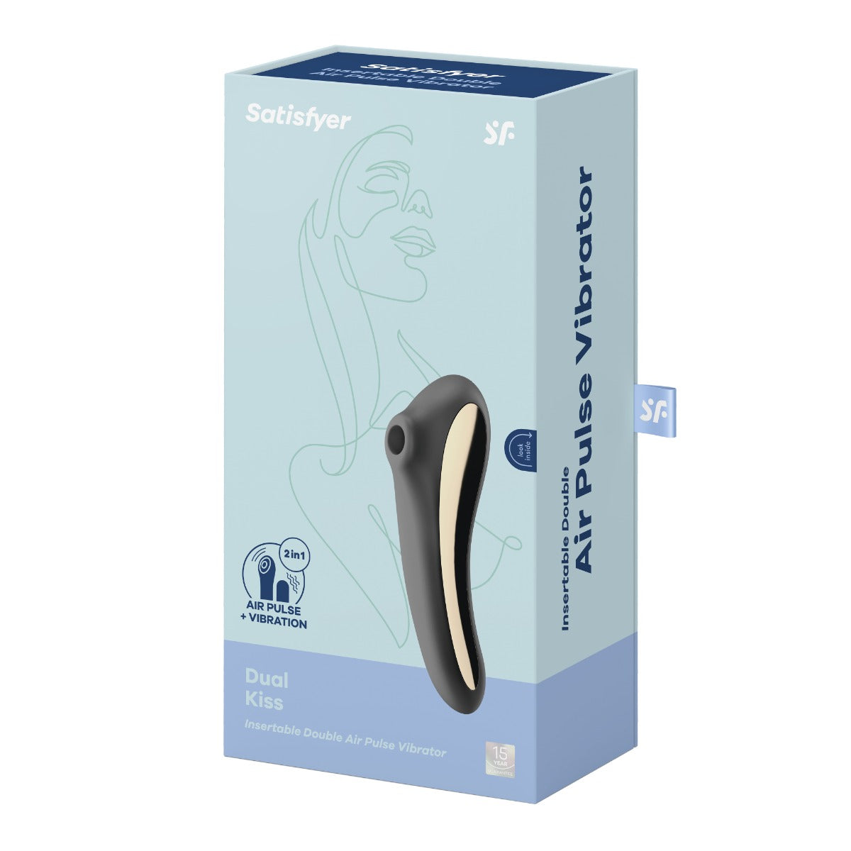 Satisfyer Dual Kiss Waterproof Air Pulse Vibrator with Vibrating Insertable Shaft Silicone > Sex Toys For Ladies > Air Pulsation
