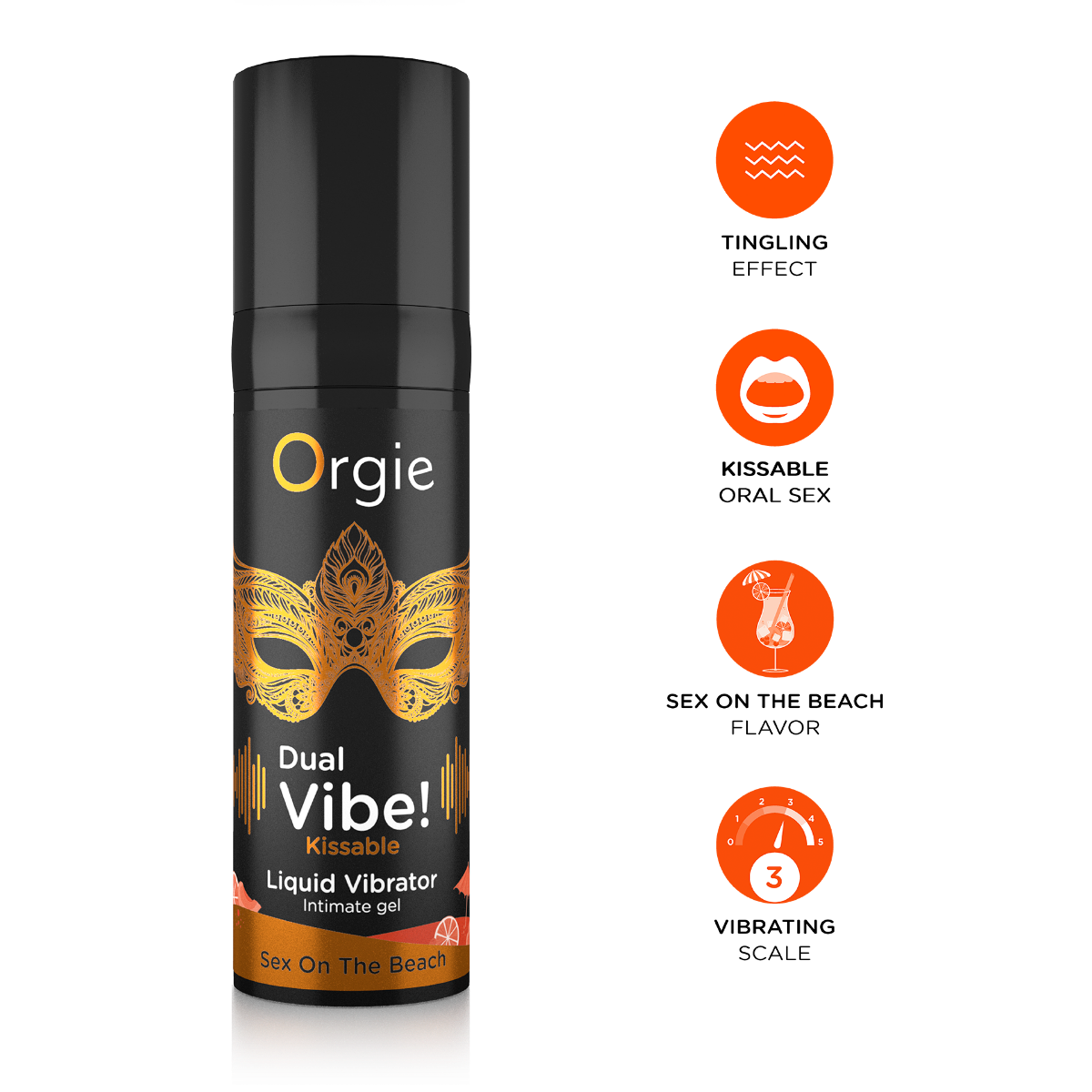 Orgie Dual Vibe Sex On The Beach – Kissable Liquid Flavour 15ml > Lube > Flavoured