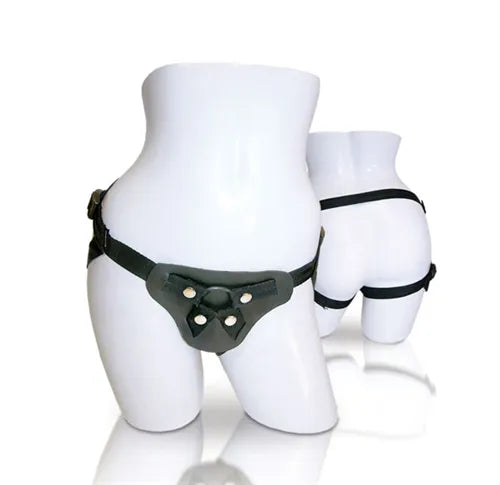 Latigo Leather Strap-On Harness – Adjustable Leather with Four-Way Straps Up to 60 Inches Black > Dildos > Strap On Harnesses Main image