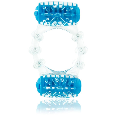 Two-O Blue Dual Vibrating Pleasure Ring – Rechargeable Silicone Vibrating Ring Blue > Cock Ring > Vibrating