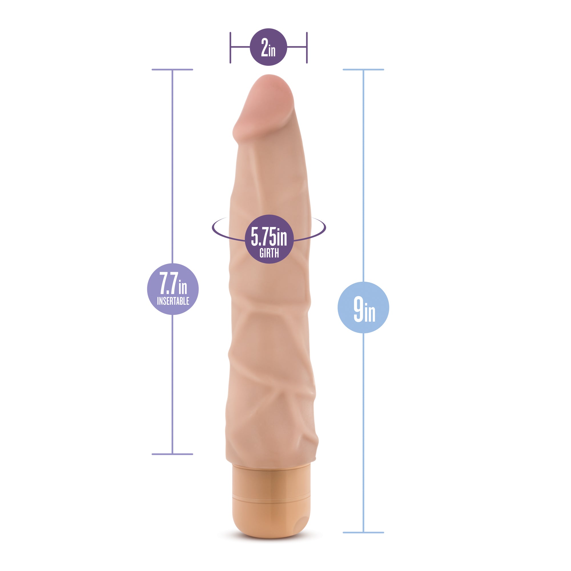Dr Skin Beige 9 Inch Realistic Vibrator with Multi Speed Dial DONGS Vibrating