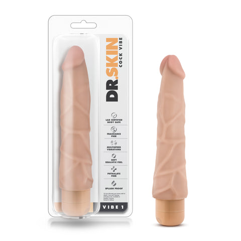 Dr Skin Beige 9 Inch Realistic Vibrator with Multi Speed Dial DONGS Vibrating
