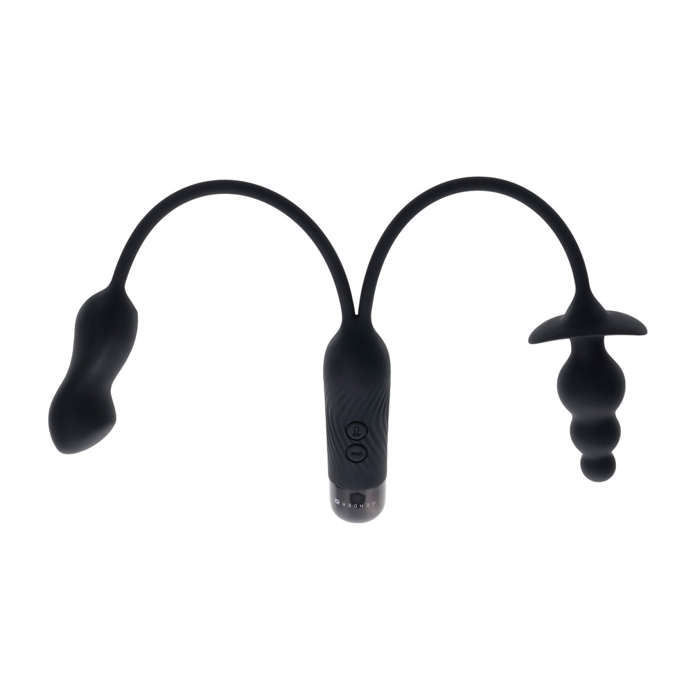 Double Motor Anal Plug and Mini Vibe Rechargeable Toy Black Butt Plugs - Vibrating