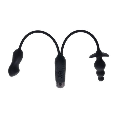 Double Motor Anal Plug and Mini Vibe Rechargeable Toy Black Butt Plugs - Vibrating