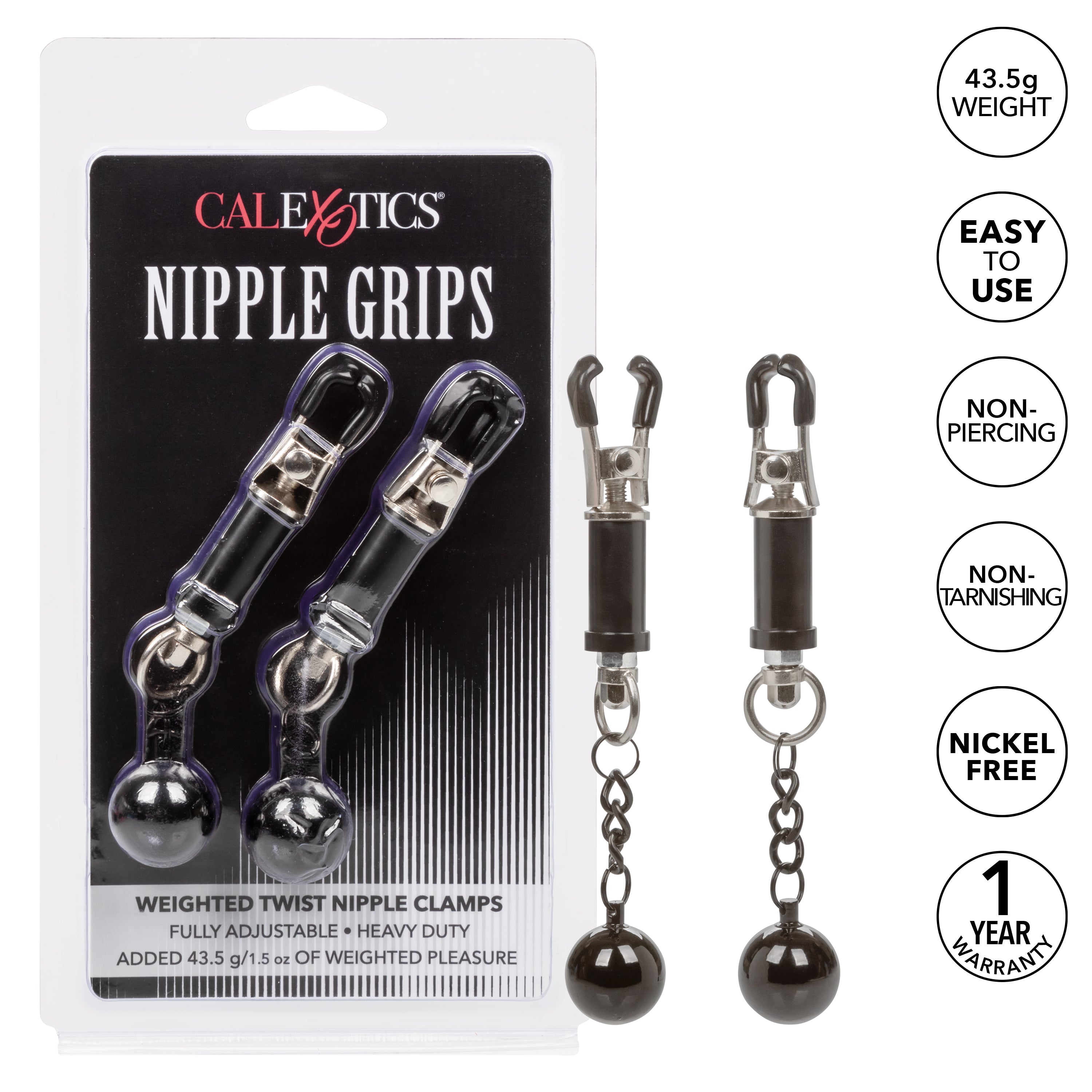 Nipple Grips Weighted Twist Adjustable Nipple Clamps – Unique Twisting Design Clamps > Sex Toys > Nipple Clips