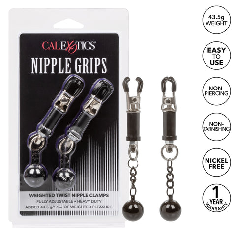Nipple Grips Weighted Twist Adjustable Nipple Clamps – Unique Twisting Design Clamps > Sex Toys > Nipple Clips