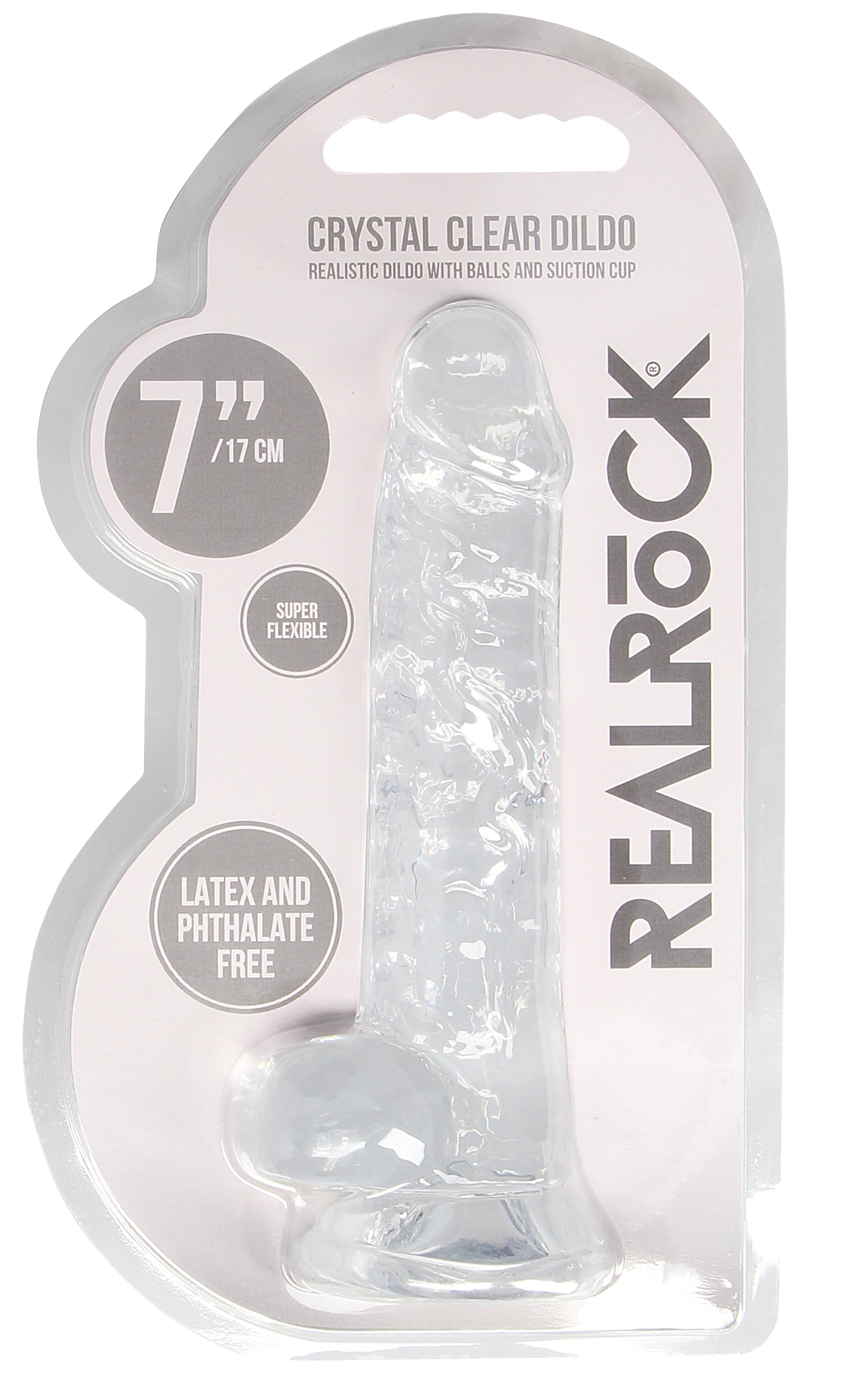 RealRock Crystal Clear 7 Inch Phthalate-Free TPE Realistic Dildo with Balls > Dildos > Realistic Dildos