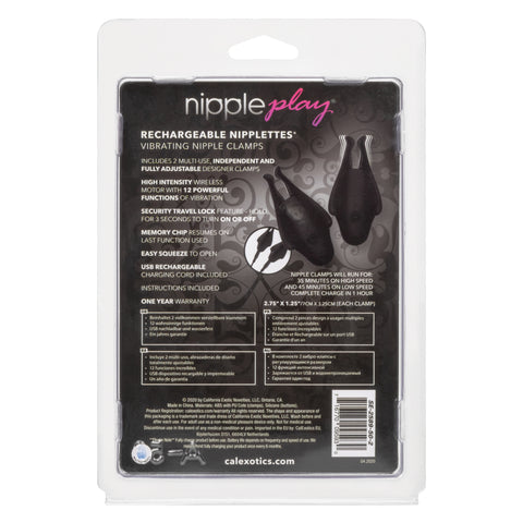 Rechargeable Nipplettes – Vibrating Adjustable Nipple Clamps > Sex Toys > Nipple Stimulators