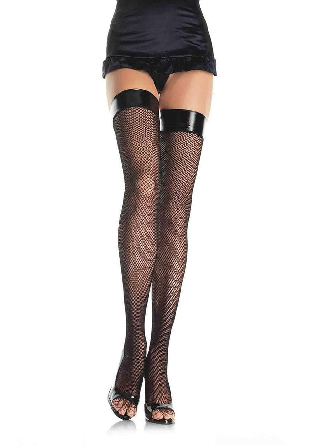 Leg Avenue Vinyl Top Fishnet Thigh Highs – One Size Stockings > Clothes > Stockings
