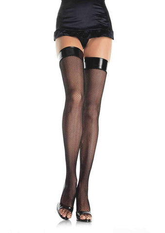 Leg Avenue Vinyl Top Fishnet Thigh Highs – One Size Stockings > Clothes > Stockings