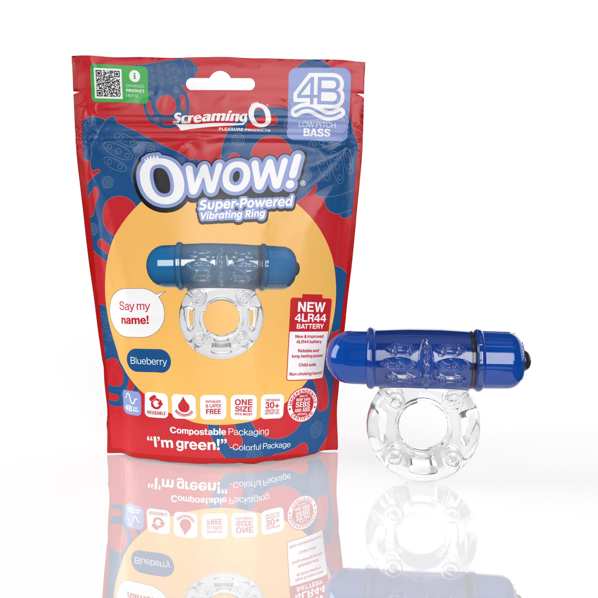 Owow 4B Low Pitch Bass Vibrating Ring – Body-Safe SEBS Stretchy Ring > Cock Ring > Vibrating