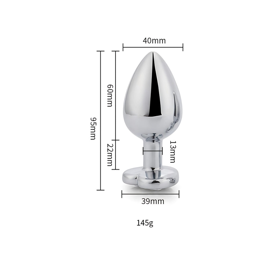 Toosh Heart Shaped Silver 3.75 Inch with Red Stone Large – Jewelled Large Butt Plug > Anal Range > Jewel Butt Plugs