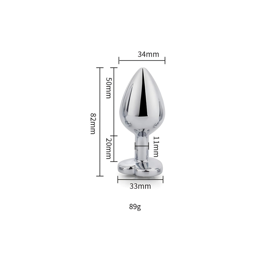Toosh Heart Shaped Medium Silver Butt Plug with Red Stone Jewel (2.75 inch insertable) > Anal Range > Jewel Butt Plugs