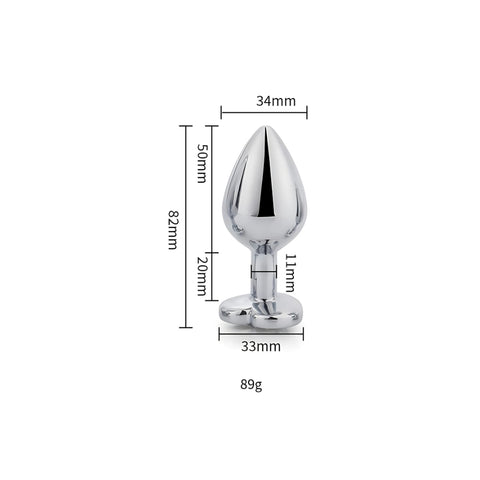 Toosh Heart Shaped Silver with Red Stone Medium – Medium Silicone Butt Plug > Anal Range > Jewel Butt Plugs