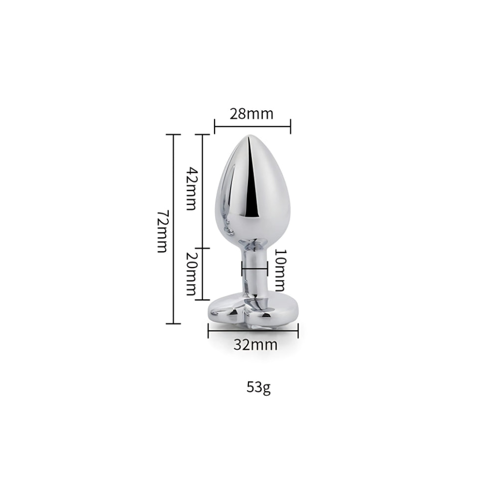 Toosh Heart Shaped Silver Small Butt Plug with Red Stone Jewel (2.45 inch insertable) > Anal Range > Jewel Butt Plugs