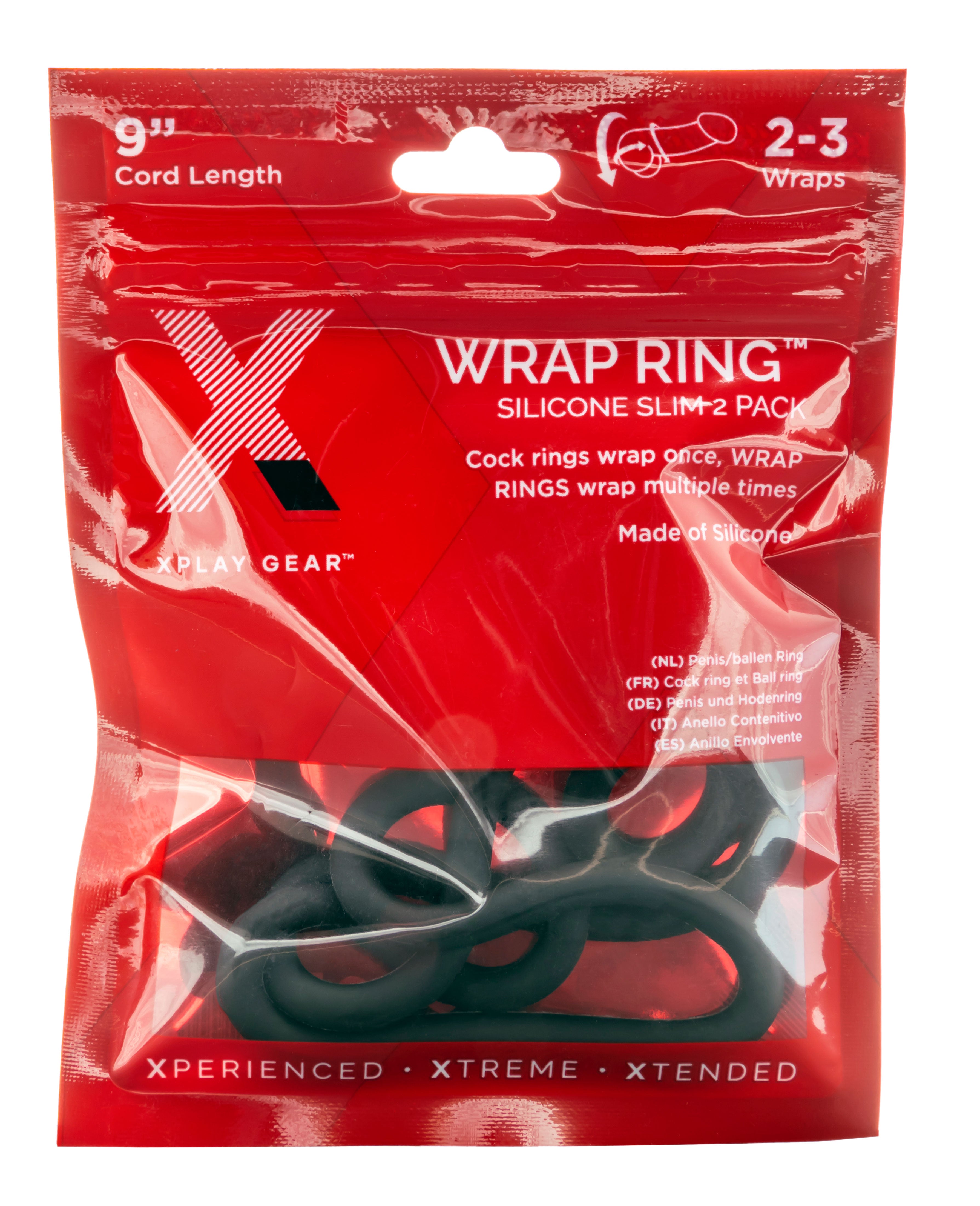 Perfect Fit XPlay Gear 9 Inch Slim Wrap Ring 2 Pack – Slim Cock Ring Set Black Black > Cock Ring > Single