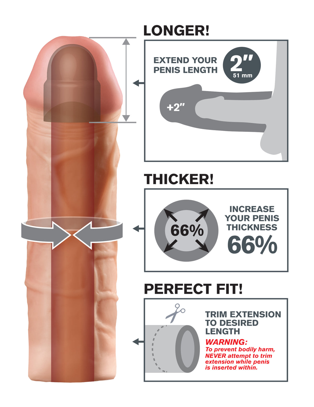 Fantasy X-Tensions Mega 2 Inch Extension – Penis Extension Sleeve > Sex Toys For Men > Penis Sleeves