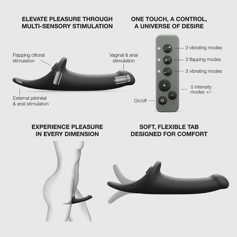 Strap On Me Multi Orgasm Dildo Medium Black Transparent – Body-Safe Material Dildo Strap On Me