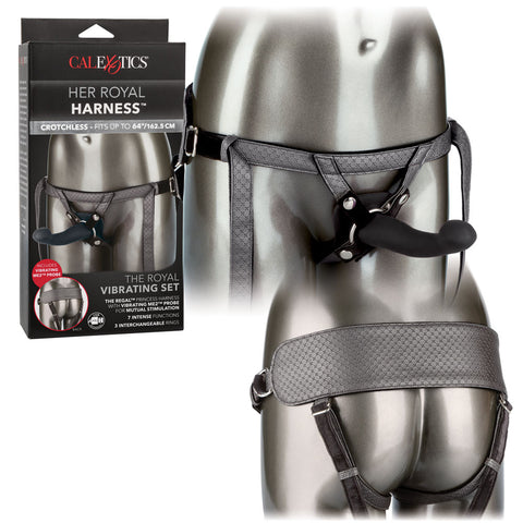 Royal Crotchless Strap On Set With Vibrating Probe Plus > Dildos > Strap On Harnesses