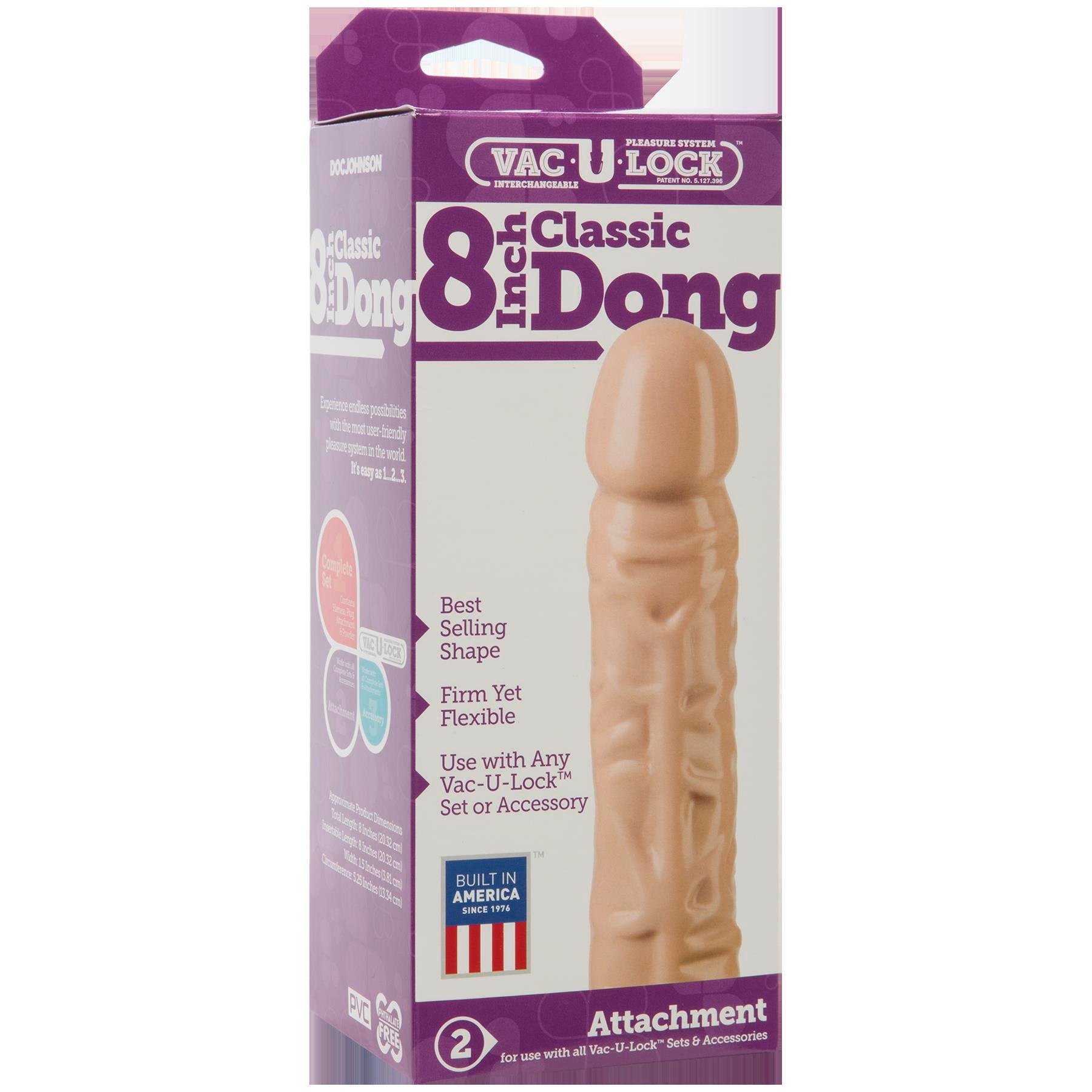 VacuLock Classic 8 Inch Dong Attachment For Strap On > Realistic Dildos and Vibes > Realistic Dildos